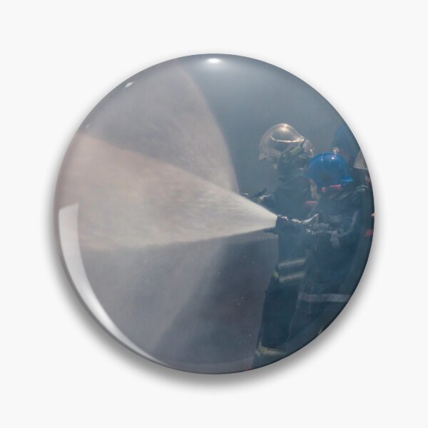 Item preview, Firefighters Team Battling Heavy Smoke and Flames With Hose During Emergency Fire Response Training and Rescue Operation designed and sold by Nmallia.