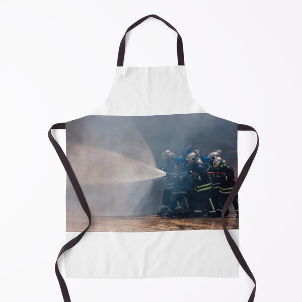 Item preview, Firefighters Team Battling Heavy Smoke and Flames With Hose During Emergency Fire Response Training and Rescue Operation designed and sold by Nmallia.