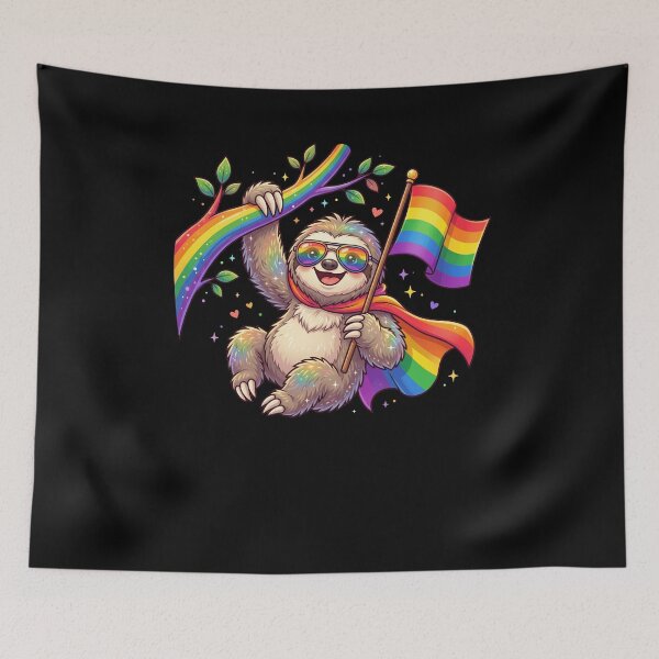 Item preview, Happy Sloth Rainbow Pride Flag LGBTQ+ Supporter designed and sold by snowry.