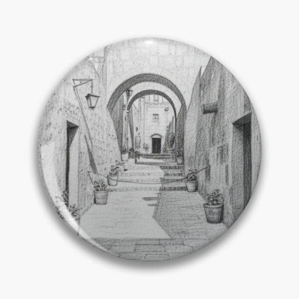 Item preview, Enigmatic Alley in Arequipa – Pencil Drawing designed and sold by KiwiPurple.