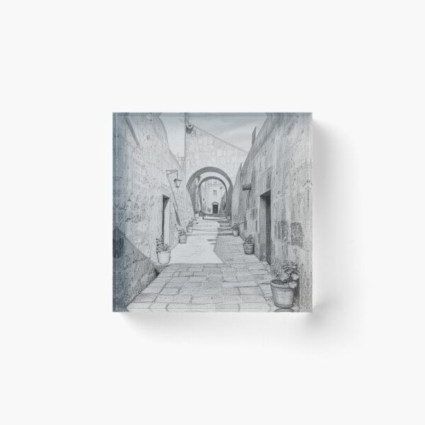 Item preview, Enigmatic Alley in Arequipa – Pencil Drawing designed and sold by KiwiPurple.