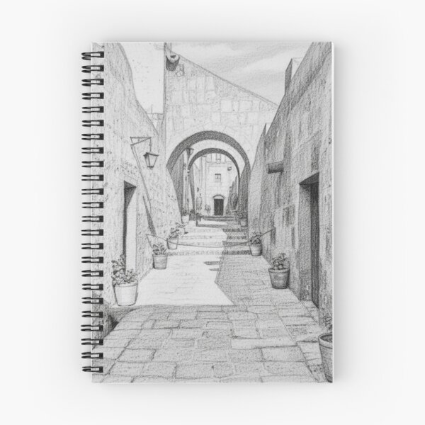 Item preview, Enigmatic Alley in Arequipa – Pencil Drawing designed and sold by KiwiPurple.