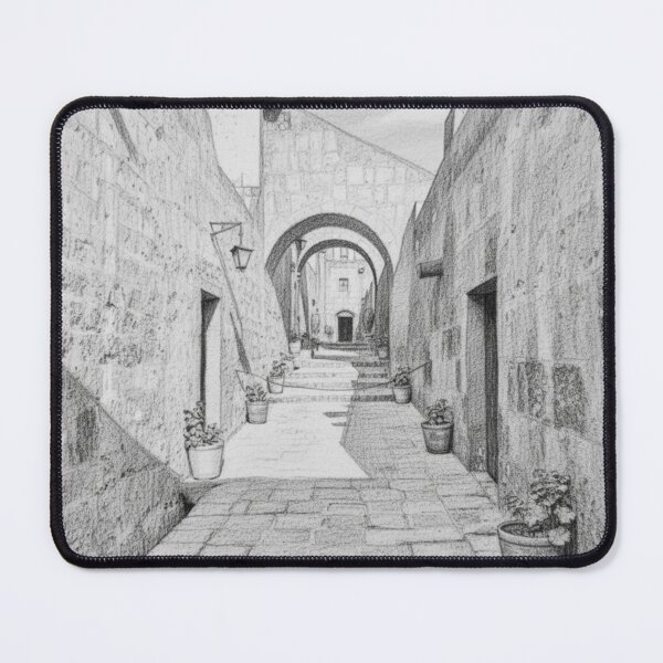 Item preview, Enigmatic Alley in Arequipa – Pencil Drawing designed and sold by KiwiPurple.