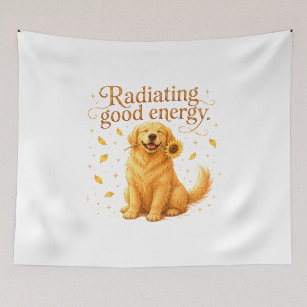 Item preview, Golden Retriever Radiating Good Energy Sunflower Field designed and sold by AQUILAKREO.