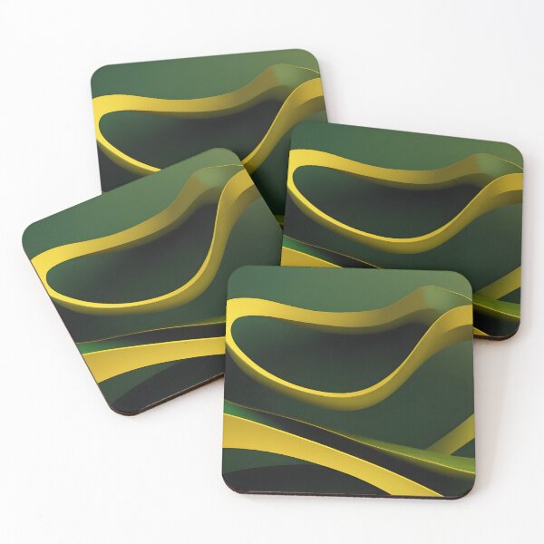 Item preview, Abstract Green and Gold Flowing Ribbon Waves Luxury Modern Wallpaper Design designed and sold by iiwart.