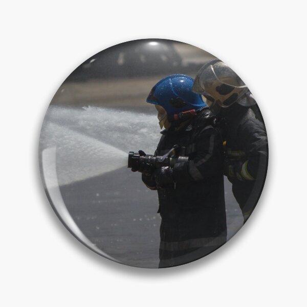 Item preview, Firefighters Team Battling Heavy Smoke and Flames With Hose During Emergency Fire Response Training and Rescue Operation designed and sold by Nmallia.