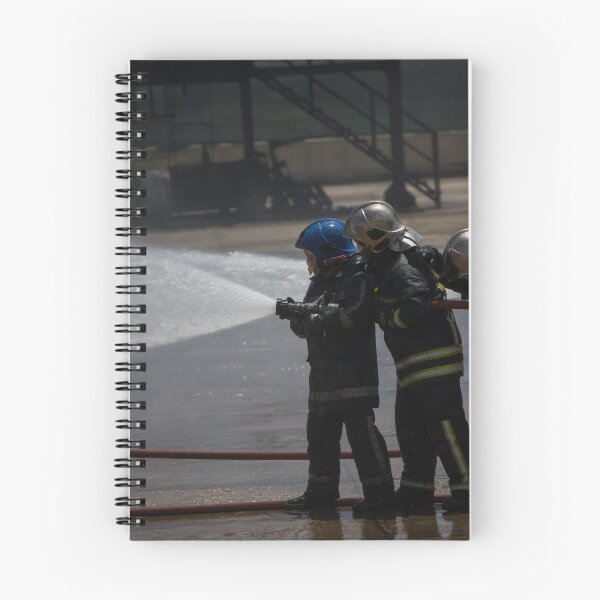 Item preview, Firefighters Team Battling Heavy Smoke and Flames With Hose During Emergency Fire Response Training and Rescue Operation designed and sold by Nmallia.