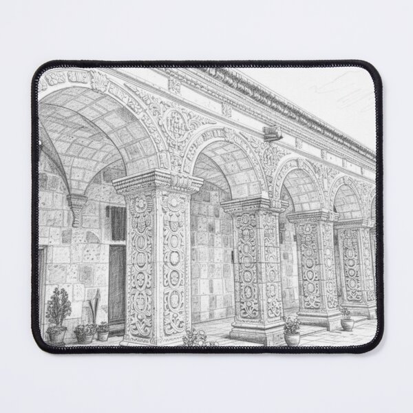 Item preview, Cloister of the Church of the Society of Jesus in Arequipa – Pencil Drawing designed and sold by KiwiPurple.