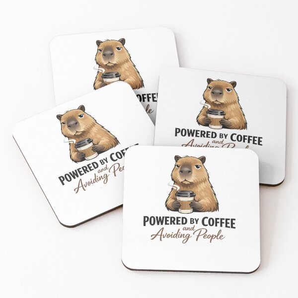 Item preview, Powered by Coffee and Avoiding People Capybara | Funny Introvert Coffee Lover Gift designed and sold by Ermicioi.