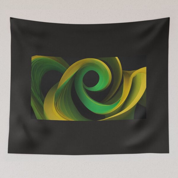 Item preview, Abstract Green Gold Spiral Wave Futuristic Motion Art Wallpaper Design designed and sold by iiwart.
