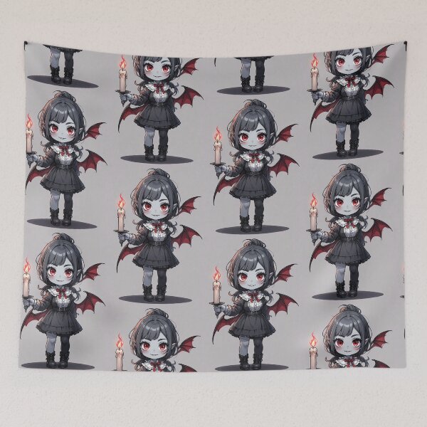Item preview, Chibi anime vampire holding a candle designed and sold by ArtsJulian.