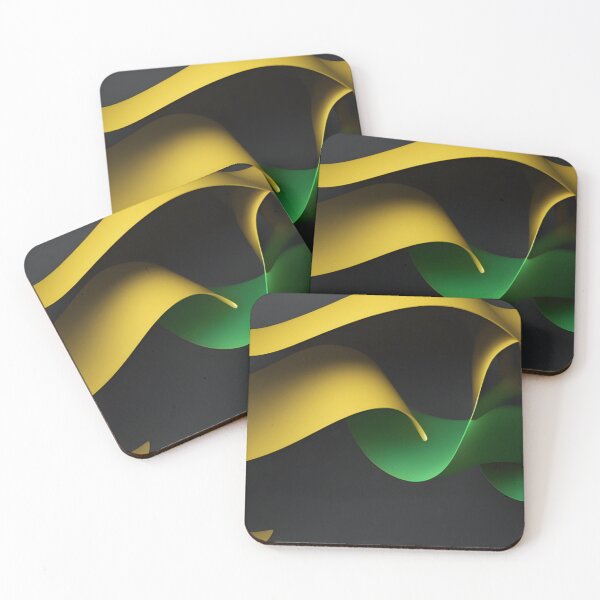 Item preview, Modern Green and Gold Ribbon Flow Abstract Luxury Background Artwork designed and sold by iiwart.