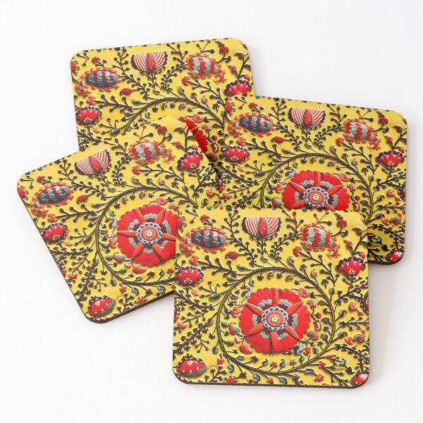 Item preview, Yellow Ground Floral Uzbekistan Suzani Pattern designed and sold by Vicky Brago-Mitchell®.