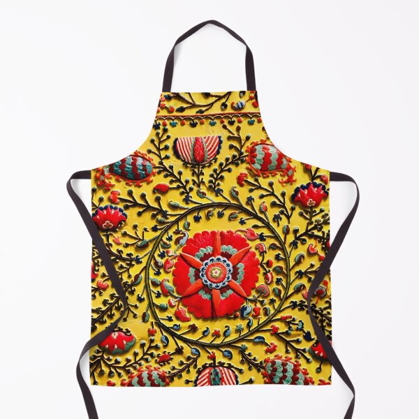 Item preview, Yellow Ground Floral Uzbekistan Suzani Pattern designed and sold by Vicky Brago-Mitchell®.
