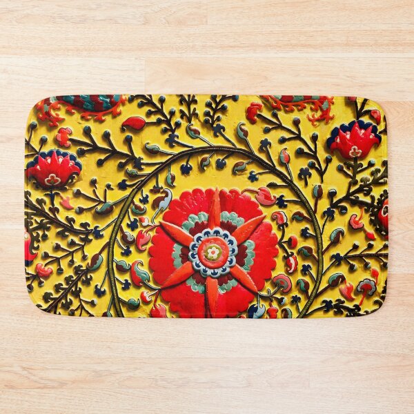 Item preview, Yellow Ground Floral Uzbekistan Suzani Pattern designed and sold by Vicky Brago-Mitchell®.