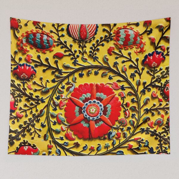 Item preview, Yellow Ground Floral Uzbekistan Suzani Pattern designed and sold by Vicky Brago-Mitchell®.