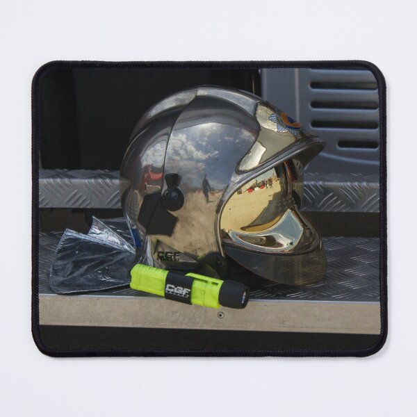 Item preview, Firefighter Helmet On Fire Truck Step With Reflective Visor Flashlight And Emergency Gear Ready designed and sold by Nmallia.