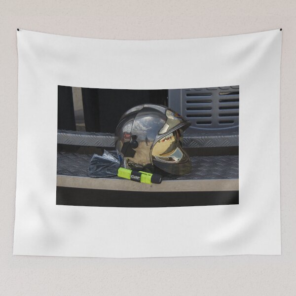 Item preview, Firefighter Helmet On Fire Truck Step With Reflective Visor Flashlight And Emergency Gear Ready designed and sold by Nmallia.