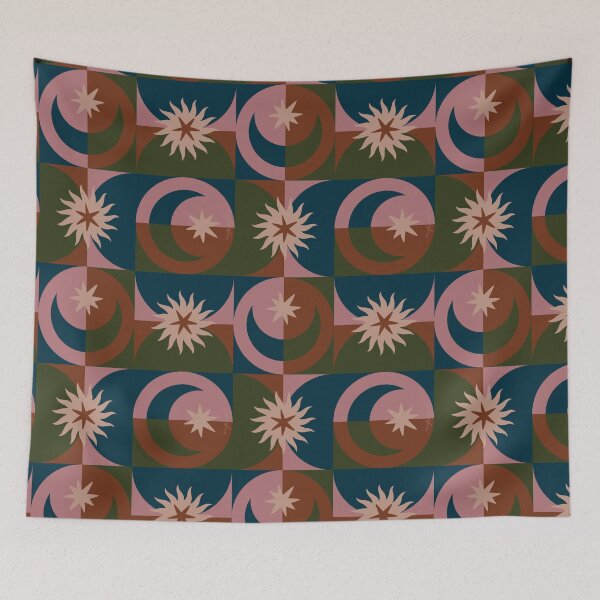 Item preview, Abstract Geometric Floral Pattern | Mid Century Modern Boho Wall Art designed and sold by prikanashiro.