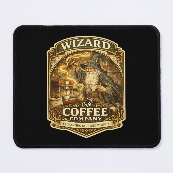 Item preview, Wizard Coffee Company | Magical Espresso Wizard | Retro Fantasy Coffee Shop Logo designed and sold by MrDev.