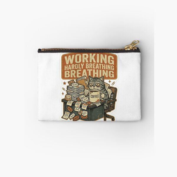 Item preview, Working Hardly Breathing Cat – Funny Burnout Work Meme designed and sold by Dada-arts.