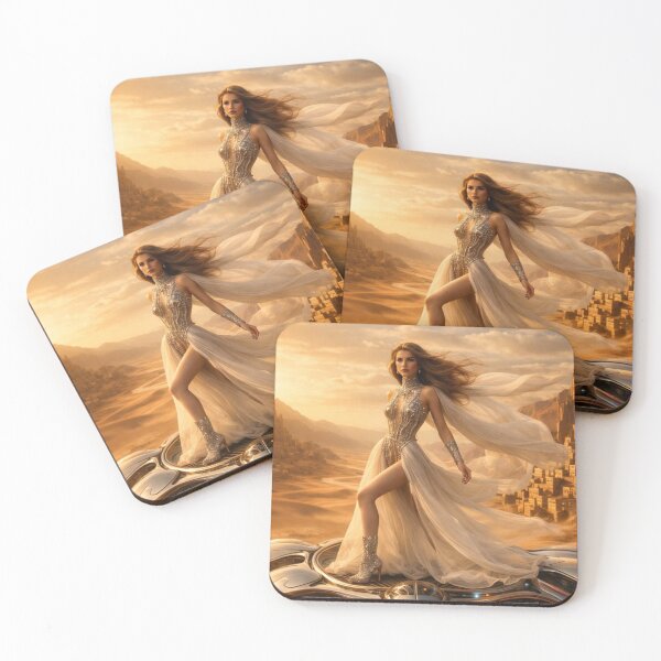 Item preview, Desert Sci-Fi Queen Hovercraft | AI Futuristic Fashion Art designed and sold by IRON SIREN.