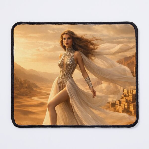 Item preview, Desert Sci-Fi Queen Hovercraft | AI Futuristic Fashion Art designed and sold by IRON SIREN.