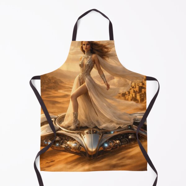 Item preview, Desert Sci-Fi Queen Hovercraft | AI Futuristic Fashion Art designed and sold by IRON SIREN.