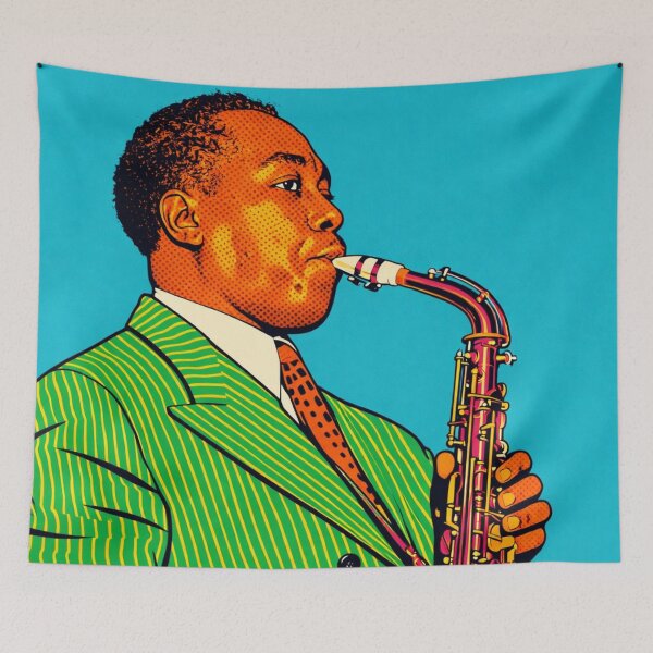 Item preview, Retro Charlie Parker Pop‑Art Jazz Illustration designed and sold by Analog Aura .