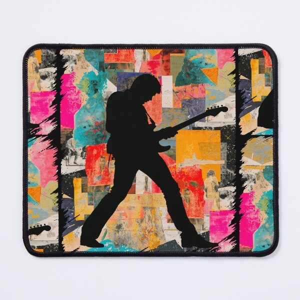 Item preview, Abstract Guitarist Silhouette Collage Art designed and sold by PlanetEye Designs.