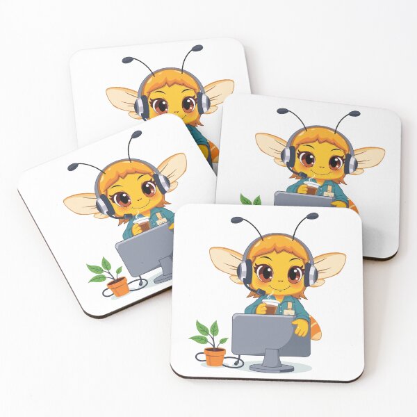 Item preview, Gamer Bee Streamer Chibi Honey Bee Working From Home designed and sold by ArtByKaleem.