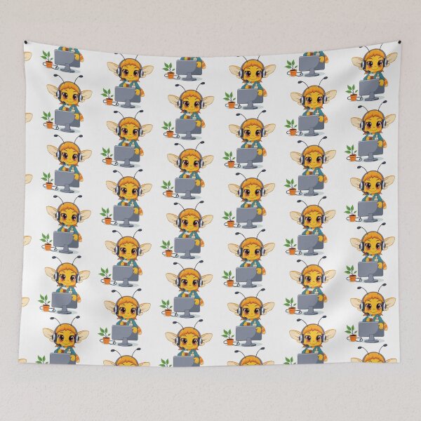 Item preview, Gamer Bee Streamer Chibi Honey Bee Working From Home designed and sold by ArtByKaleem.