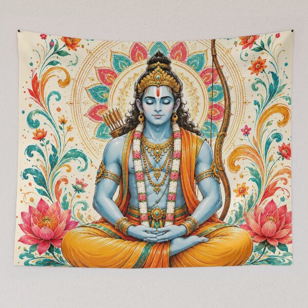 Item preview, Meditating Lord Rama | Spiritual Mandala Art | Hindu Yoga Illustration designed and sold by ravuh.