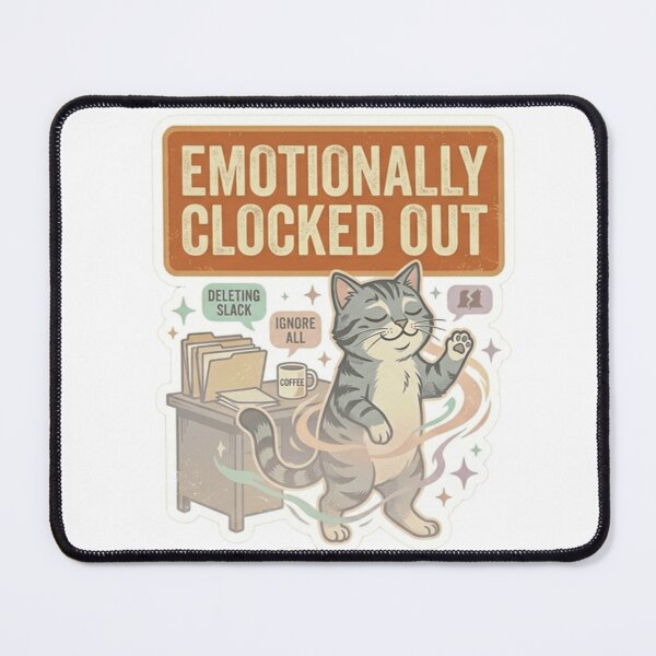 Item preview, Emotionally Clocked Out Cat – Funny Corporate Burnout Humor designed and sold by Dada-arts.