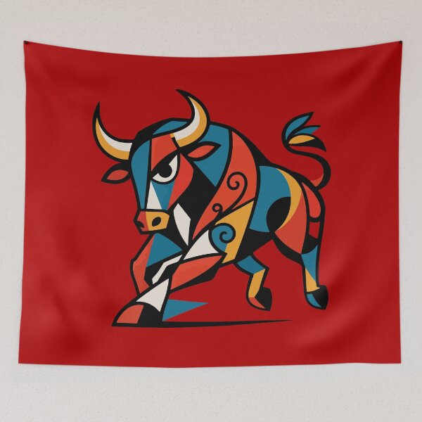 Item preview, Cubist Charging Bull – Modern Geometric Bull Art designed and sold by Lifer art and design.