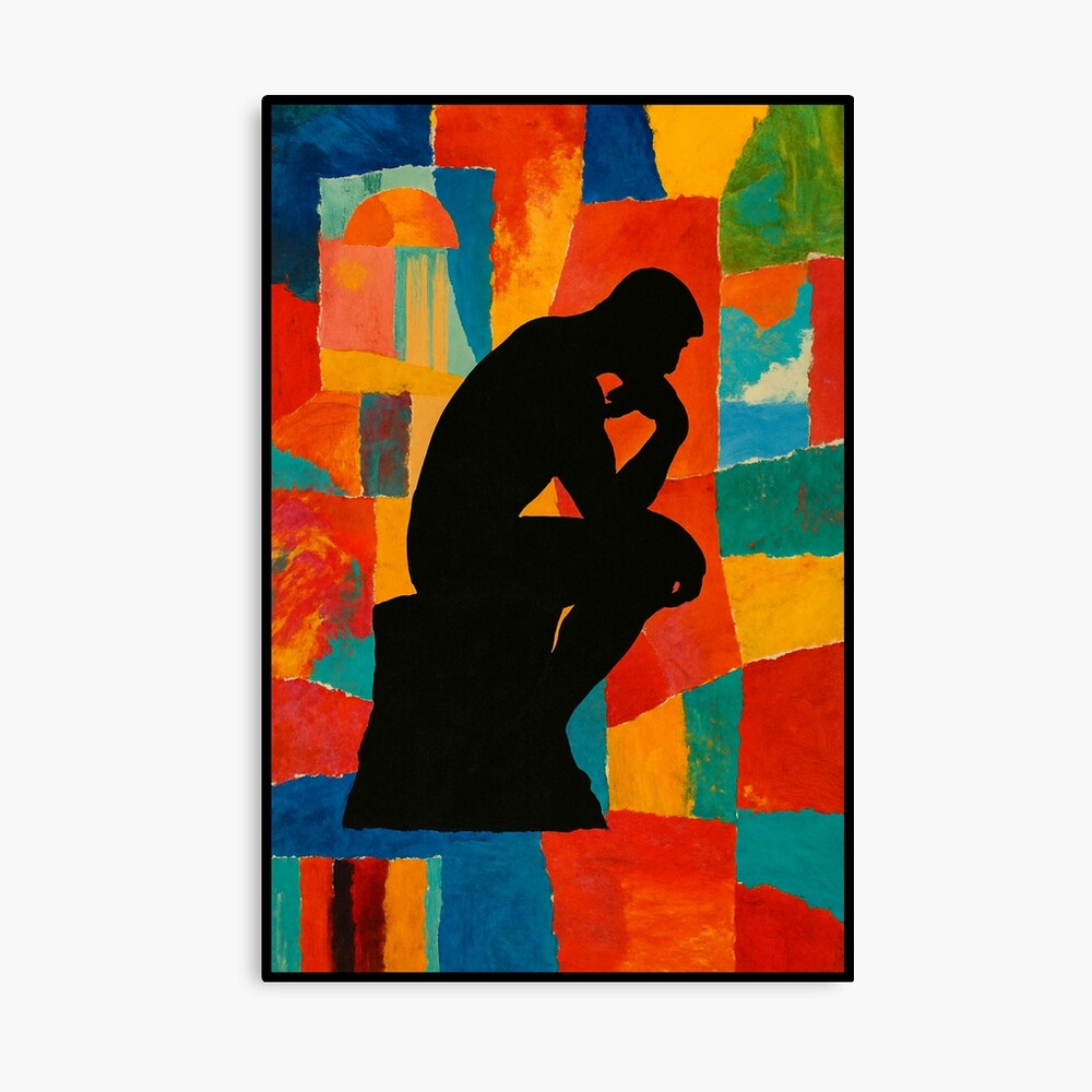 Abstract Thinker Silhouette Color Block Art on a canvas print