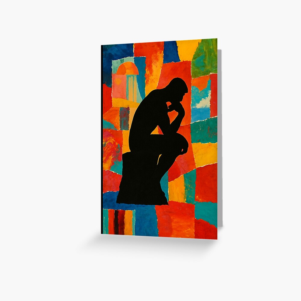 Abstract Thinker Silhouette Color Block Art on a greeting card