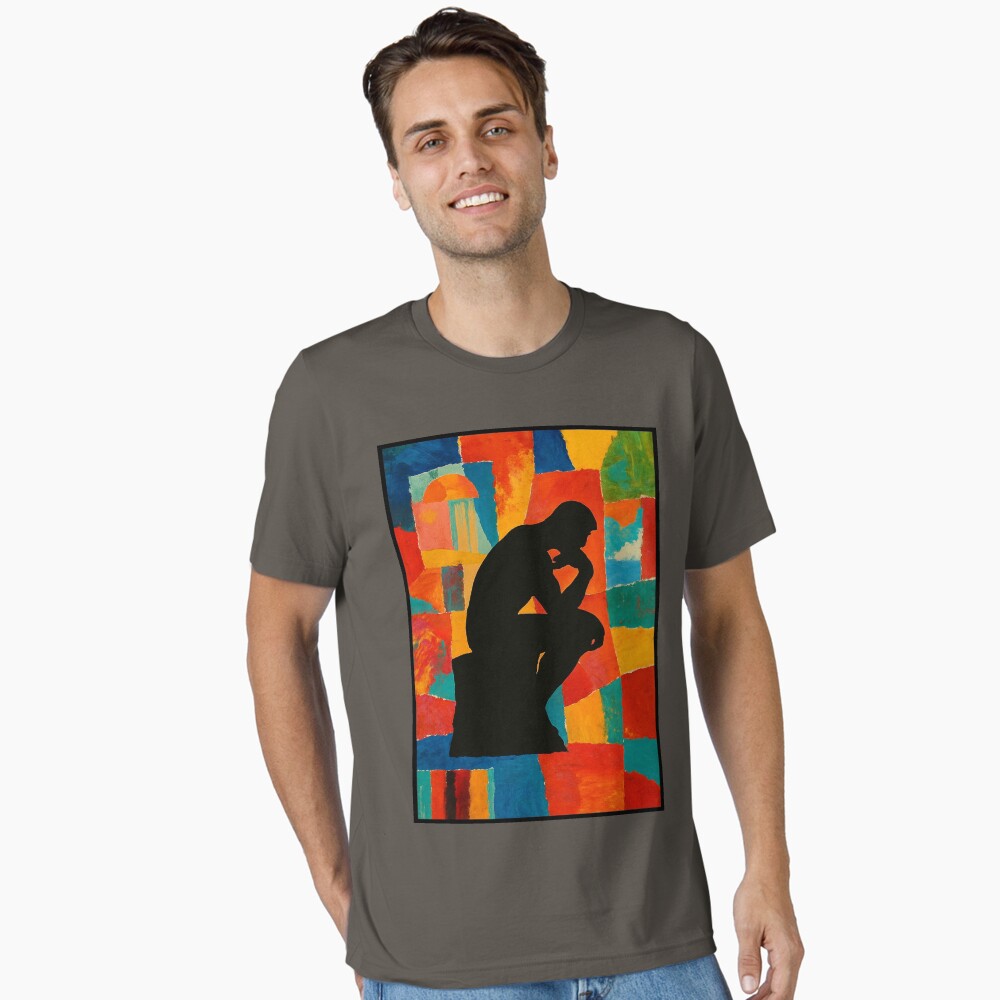 Abstract Thinker Silhouette Color Block Art on a essential t-shirt