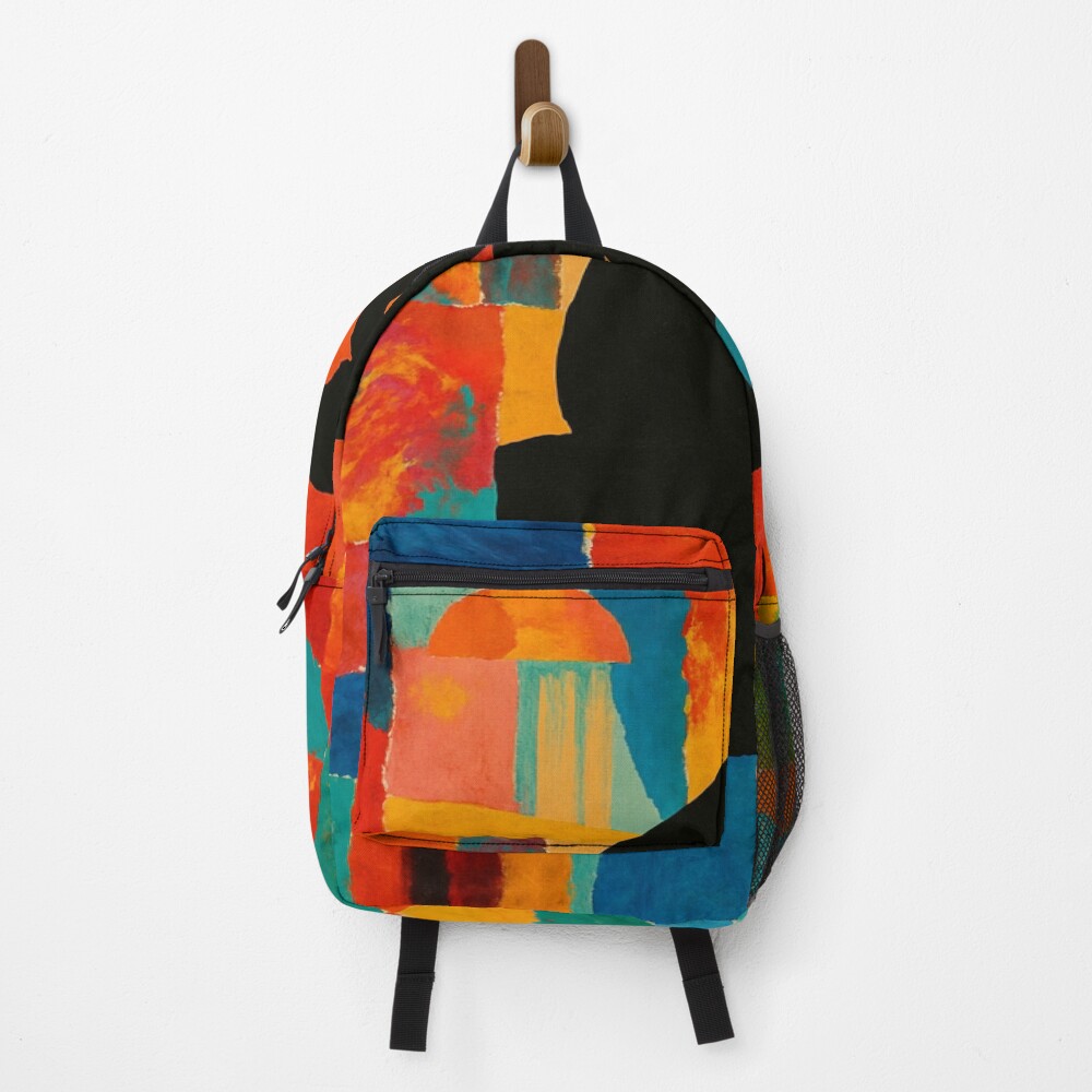 Abstract Thinker Silhouette Color Block Art on a backpack