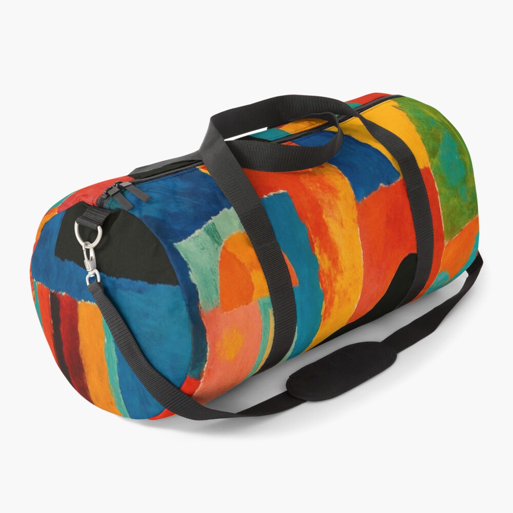 Abstract Thinker Silhouette Color Block Art on a duffle bag