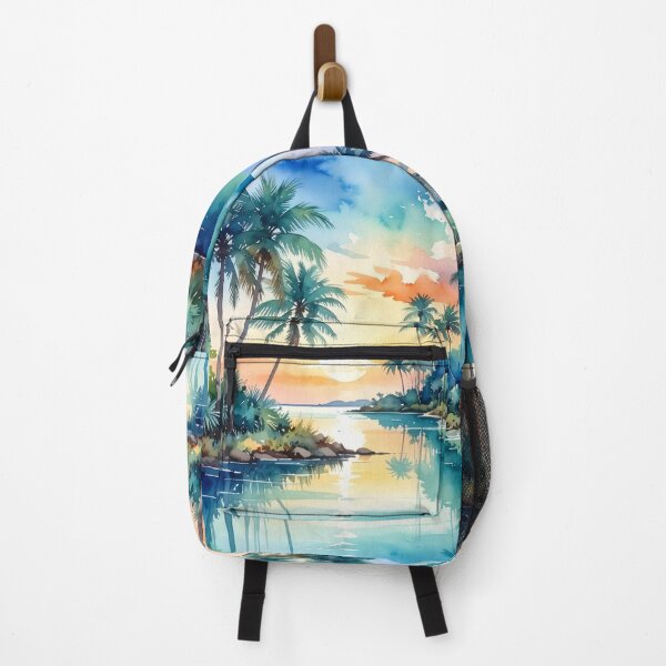 Item preview, Florida Palm Trees Colorful Sunset Waterscape designed and sold by SeaStarAlex.