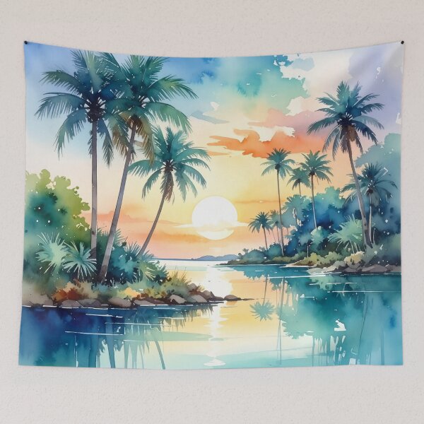 Item preview, Florida Palm Trees Colorful Sunset Waterscape designed and sold by SeaStarAlex.
