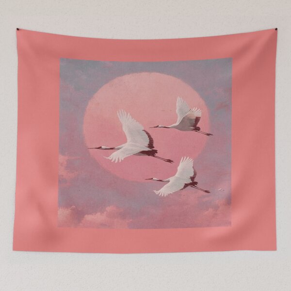 Item preview, Peaceful Cranes Twilight Sky Artwork  designed and sold by NivyasArtistry.