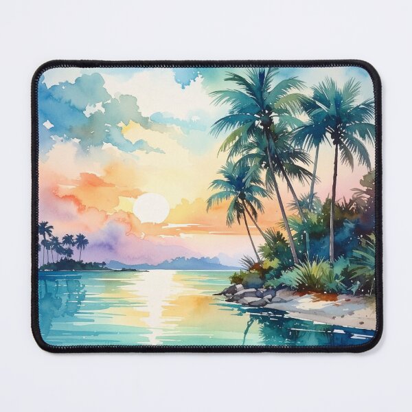 Item preview, Tropical River Colorful Sunset Waterscape designed and sold by SeaStarAlex.