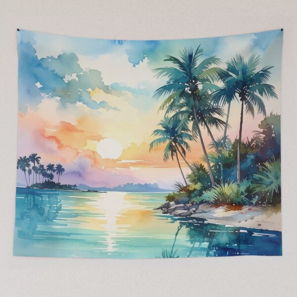 Item preview, Tropical River Colorful Sunset Waterscape designed and sold by SeaStarAlex.