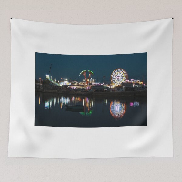 Item preview, Night Carnival With Ferris Wheel And Colorful Reflections On Calm Waterfront designed and sold by Nmallia.