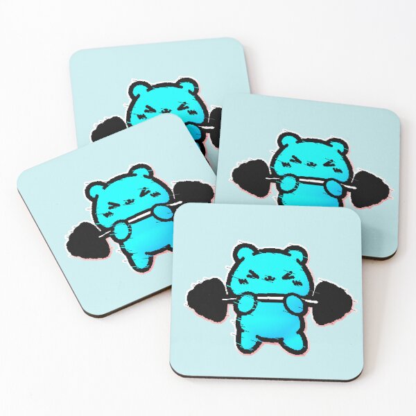Item preview, Kawaii Gym Bear Lifting Weights Fitness Glitch designed and sold by AstronautMerch.