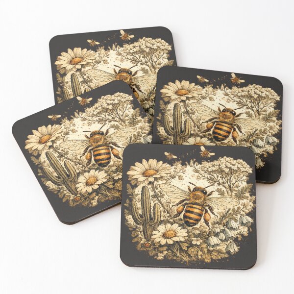 Item preview, Vintage Honey Bee Botanical Wildflower Illustration designed and sold by Golden Era Studio.