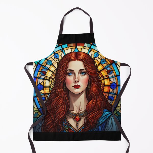 Item preview, Stained Glass Serenade – Redhead Gothic Goddess Portrait designed and sold by UmSkelig834.