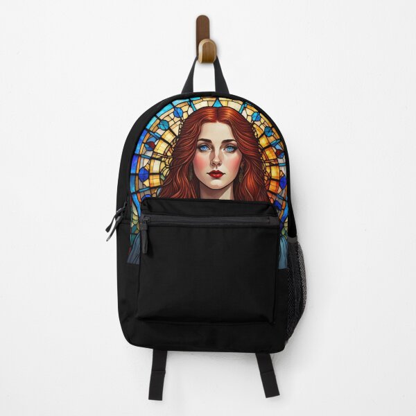 Item preview, Stained Glass Serenade – Redhead Gothic Goddess Portrait designed and sold by UmSkelig834.